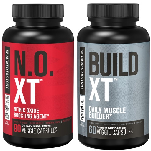 [BRSWYHAOCFYRY233] Jacked Factory Muscle Builder Supplement Stack - Build-XT Muscle Builder & N.O. XT Nitric Oxide Boosting Agent for Dual Support (30 Day Supply)