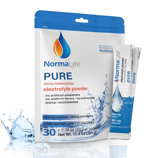 [BRSW2FAPA4GWCCDP] NormaLyte Pure Unflavored | Electrolyte Powder Packets | Sodium & Potassium Hydration Drink Mix | 30 Count | No Dyes, No Stevia