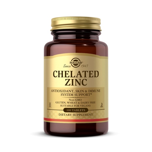 [BRSWIYTYCUPQ4DDO] Solgar Chelated Zinc, 100 Tablets - Zinc for Healthy Skin - Supports Cell Growth & DNA Formation - Exerts Antioxidant Activity - Supports A Healthy Immune System - Non GMO, Gluten Free - 100 Servings