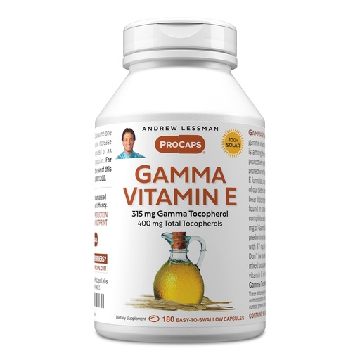 [BRSWI2YBA54WKHLA] ANDREW LESSMAN Gamma Vitamin E 180 Softgels - 315 mg Gamma Tocopherol, Protective Vitamin E. Four Forms of Natural Tocopherols with Ahiflower Oil. Powerful Anti-oxidant. No Synthetic Forms