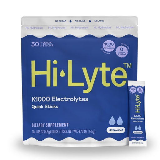 [BRSRAZY6CEMA4H3V] Hi-Lyte K1000 Hydration Packets Unflavored Keto & Performance, 30 Servings