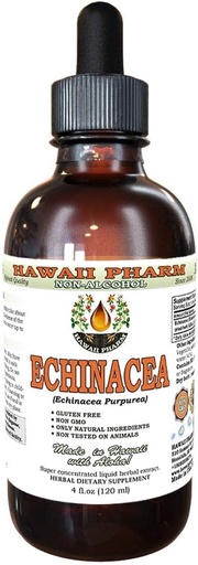 [BRSWKEYHOYOBSD36] Echinacea Alcohol-Free Liquid Extract, Organic Echinacea (Echinacea Purpurea) Dried Herb Glycerite Hawaii Pharm Natural Herbal Supplement 4 oz