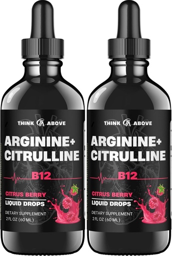 [BRSRAEIDOYIR6DL4] L-arginiin + L- tsitrulliin + B12 Vedelad tilgad, Citrus Berry Flavor, 2 fl oz, pakend 2