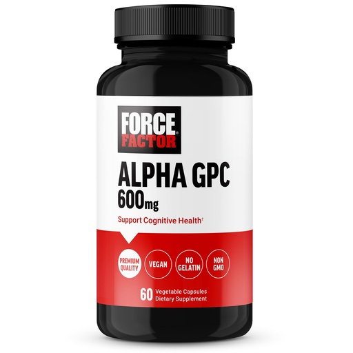 [BRSRAEIZAECBEYIU] Force Factor Alpha GPC Brain Supplement for Memory and Focus, Mood Support Supplement with Alpha GPC 600mg, Premium Quality, Vegan, Non-GMO, 60 Capsules