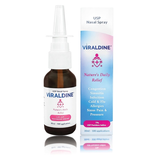 [BRSROBQ6BAFWCA37] VIRALDINE 1% Povidone-Iodine Nasal Spray, Rapid Relief Formula, Helps Daily Congestion, 100 Applications, 30ml