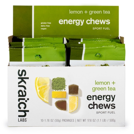 [BRSRMGQOCUMW2CI4] Skratch Labs Energy Chews | Gummies for Running, Cycling, and Sports Performance | Gel Alternative | Matcha + Lemon (10 Pack) | Gluten Free, Vegan