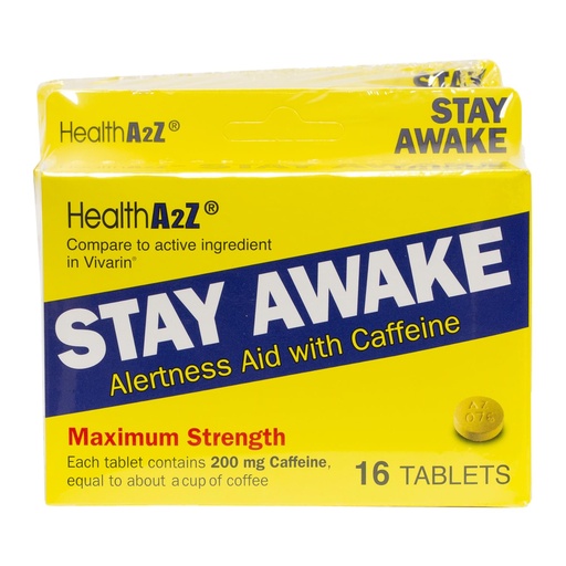 [BRSROBQCDMDWOHY6] HealthA2Z® Stay Awake | 200 mg Caffeine | Alertness Aid with Caffeine | Maxium Strength (3 Pack (48 Tablets))