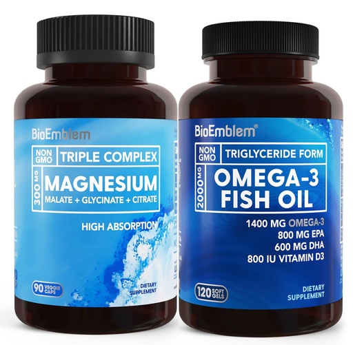 [BRSRAGL2A4BQIC3J] BioEmblem Triple Magnesium Complex and BioEmblem Omega-3 Fish Oil 2000mg