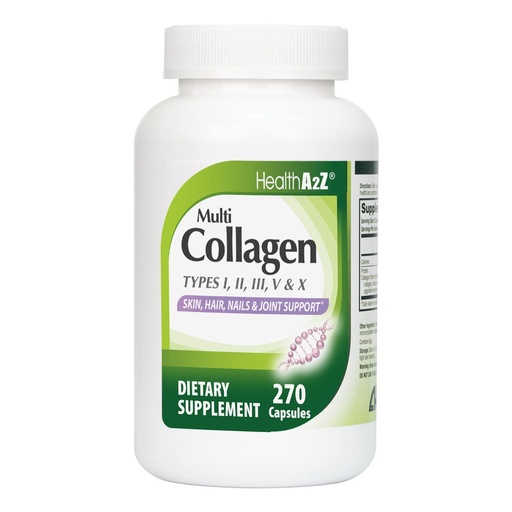 [BRSROZQKOABBQEQV] HealthA2Z® Multi Collagen Pills | 1735 mg | 270 Collagen Capsules | Types I, II, III, V & X | for Healthy Skin, Hair, Nails & Joint Support