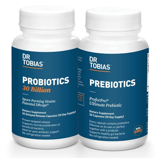 [BRSWYCAHBZ7GYET6] Dr. Tobias Probiotics 30 Billion & Prebiotics Supporting Digestion & Gut Health