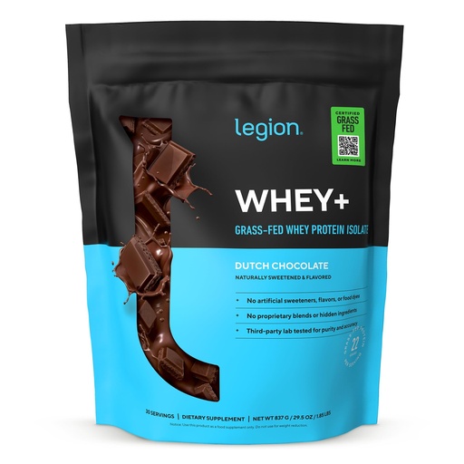 [BRSWIAD2DECQYAY3] LEGION Whey+ Protein Whey Isolate from Grass Fed Cows (Chocolate, 30 Servings) - Whey Protein Isolate Powder Low Calorie, Non-GMO, Sugar Free, Lactose and Gluten Free, All Natural Protein Powder