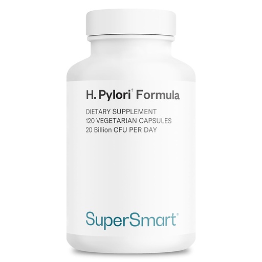 [BRSRMHAYCR5QOYL3] Supersmart H. Pylori Formula 20 Billion CFU per Day - Probiotic Lactobacillus Reuteri DSM 17648 Supplement | Non-GMO & Gluten Free - 120 Vegetarian Capsules