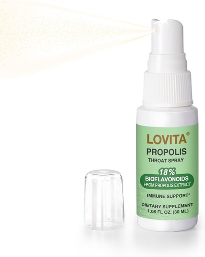 [BRSWG2YFDIBBM2Y4] Lovita Bee Propolis Throat Spray, 18% Bioflavonoids, Alcohol-Free, Immune Support, Throat Soothing, Antioxidant, Gentle Taste, 1 Fl Oz (Pack of 1)