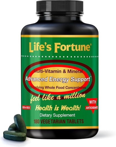 [BRSWKEI4BEPGMCAV] Life's Fortune Multivitamin & Mineral Supplement, Daily Natural Energy Source for Men & Women, with Superfood Greens, Amino Acids, Enzymes, High Potency Vitamin A,C,D,E,B12, 180 Tab