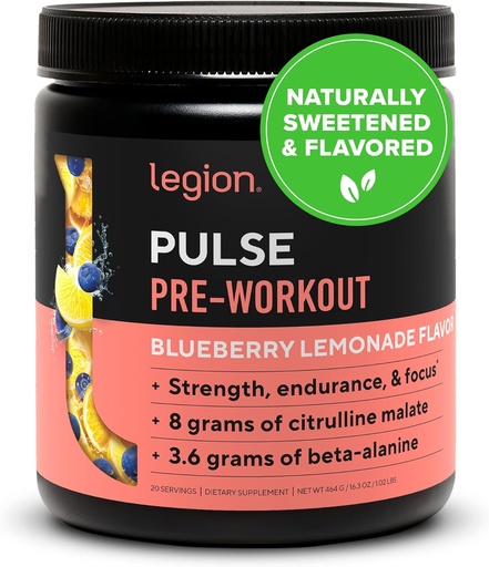 [BRSWGC33A4FWEEIY] LEGION- All Natural Nitric Oxide Preworkout Drink to Boost Energy, Creatine Free, Naturally Sweetened, Beta Alanine, Citrulline, Alpha GPC (Blueberry Lemonade)