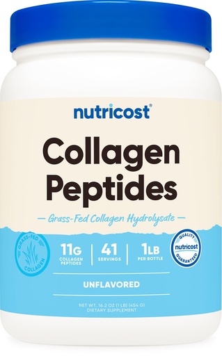 [BRSWECQCBZ7AIYA2] Nutricost Collagen Peptides Powder 1LB (454 G) - Grass Fed Bovine Collagen Hydrolysate (Unflavored)