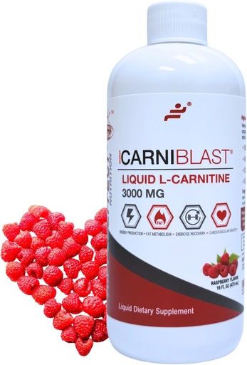 [BRSWIE3YBQPRCFQ3] Bricker Labs CARNIBLAST Liquid L-Carnitine 3000mg, Premium L Carnitine Carnipure, Energy Nutrition, Energy Supplement and Energy Booster, Raspberry, 16 fl oz