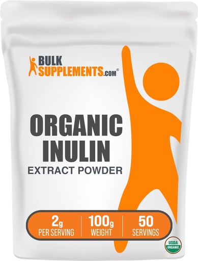 [BRSROZYLC4IREHY3] BulkSupplements.com Organic Inulin Extract Powder - Fiber Supplement, Herbal Supplement - Inulin Powder Organic, Gluten Free - 2g per Serving, 100g (3.5 oz) (Pack of 1)
