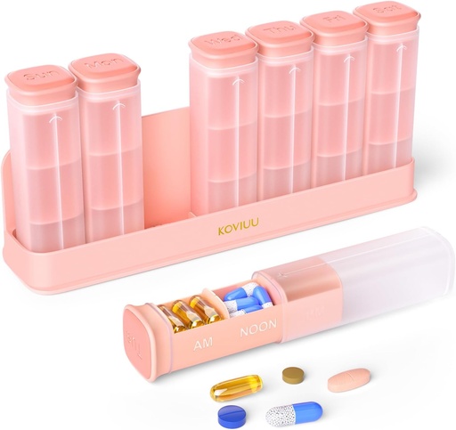 [BRSRAEIZO4NRYFIU] Weekly Pill Organizer 3X a Day, Detachable Pill Box 7 Day, Large 3 Times Daily Pill Case, Travel Pill Container Holder, Week Medication Dispenser Pillbox for Vitamin Supplement Medicine, Pink