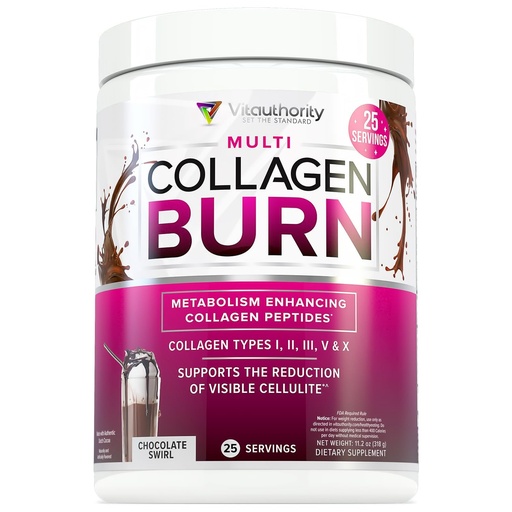 [BRSROHDQCJ5RQE32] Vitauthority Collagen Peptides Powder Weight Loss Supplements | Hydrolyzed Beauty Complex for Women, Hair Skin Nails | Fat Burning Support | Chocolate Flavored 25 Servings