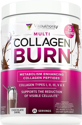 [BRSROHDQCJ5RQE32] Vitauthority Collagen Peptides Powder Weight Loss Supplements | Hydrolyzed Beauty Complex for Women, Hair Skin Nails | Fat Burning Support | Chocolate Flavored 25 Servings