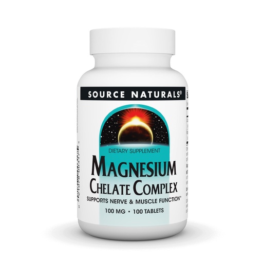 [BRSWIYT3OMAGECLI] Source Naturals Magnesium Chelate Complex, Supports Nerve & Muscle Function*, 100 mg -100 Tablets
