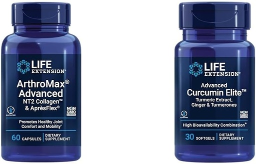 [BRSRAYYYBABRMCA7] Life Extension ArthroMax Advanced Joint Health Supplement with Collagen, Glucosamine & Curcumin Elite Turmeric, 60 Capsules & 30 Softgels