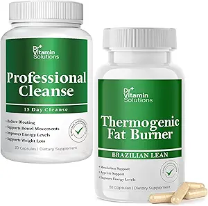 [BRSRA2YBAB6GCET3] DR VITAMIN SOLUTIONS Professional Detox Cleanse and Thermogenic Fat Burner Bundle - 15 Day Cleanse for Weight Management, Gut Health, and Bloating Relief - 90 Caps