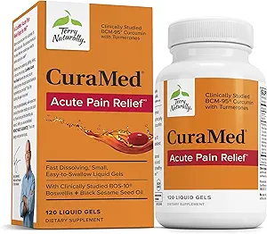 [BRSRMYAPBB6GO2Y3] Terry Naturally CuraMed Acute Pain Relief - Supplement with BCM-95 Curcumin & BOS-10 Boswellia - Black Sesame Seed Oil to Support Relief of Occasional Discomfort - 120 Liquid Gels
