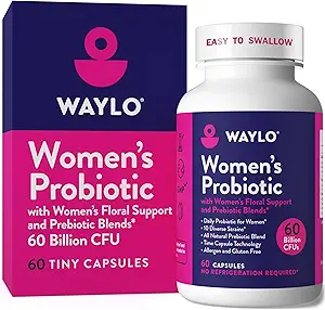 [BRSRMHACB5YBEC33] Waylo Probiotics for Women 60 Billion CFU – Tiny Easy-to-Swallow Capsules – 10 Strains + Prebiotics, Cranberry & D-Mannose – Gut, Vaginal Probiotics, pH & Immune Health, Vegan – 60 Caps