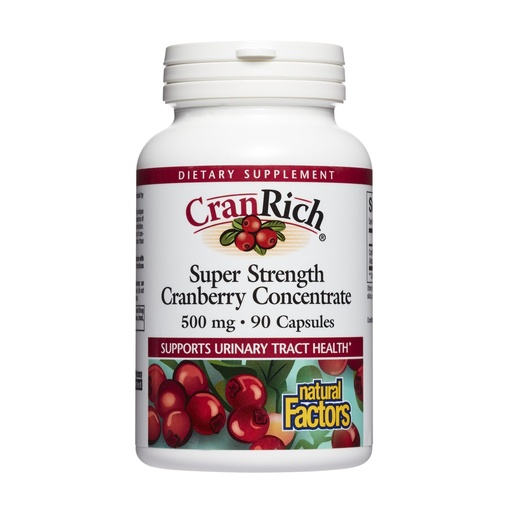 [BRSWIZQOCR7QGHLO] CranRich by Natural Factors, Super Strength Cranberry Concentrate, Antioxidant Supplement for Urinary Tract Support, Non-GMO, 90 Capsules