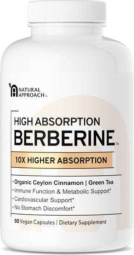 [BRSROEI2BABWOCIV] High Absorption Berberine Phytosome - 10X Más Bioavailable  Apoyo metabólico para Mujeres &amp; Hombre ← Ceylon Cinnamon + Green Tea Extract ← Berberis Aristata Supplement  90 Capsules