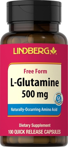 [BRSWIBIFARYROHTM] Lindberg L Glutamin kapslar för kvinnor och män | 500mg | 100 piller | Gratis Form Supplement | Non-GMO, Gluten Free