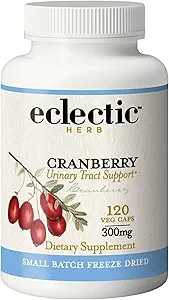 [BRSWIY33PMNBS3LY] Eclectic Herb - Premium Freeze Dried Cranberry Capsules | Urinary Tract Support | Cranberry Supplement for Urinary Tract Health | Organic, Non-GMO, Vegan (120 CT | 300 mg)