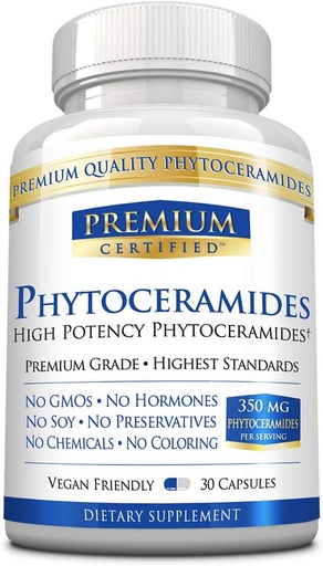 [BRSWGATRBYIR4H3Z] Phytoceramides 350mg from 100% Wheat -Vitamin A, C, E and D3 - Reverse Aging Skin, Replenish Moisture & Repair Skin - 100% Pure Natural - 30 Capsules - Vegan Friendly