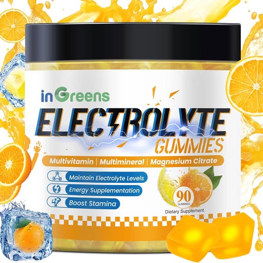 [BRSRA2Y7PMOQYCIZ] Natural Electrolyte Gummies with 6 Essential Electrolytes - Includes Vitamins, Magnesium, Electrolytes, for Runners, Endurance Sports, Hydration Electrolyte Chews - 90 Gummies