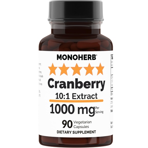 [BRSROGQTOF5GEYDK] MONOHERB Cranberry 10:1 Extract - 1000 mg per Serving - Serving Size: 2 Capsules - 45 Servings per Bottle