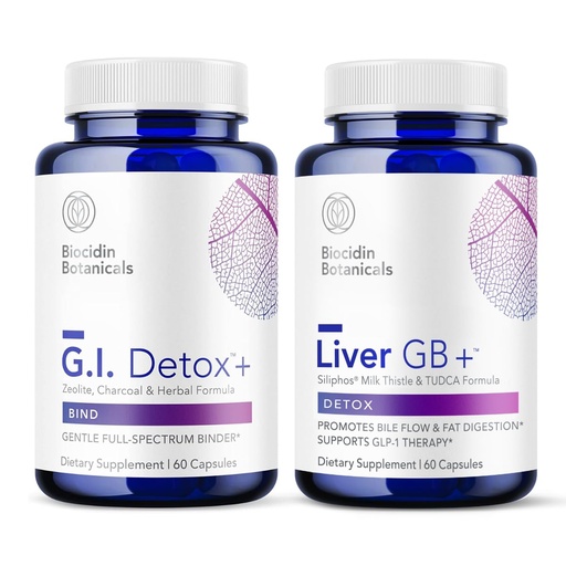 [BRSRABQECBYBQC35] Biocidin G.I. Detox+ Gentle Binder & Liver GB+ Gallbladder Liver Support - Help Optimize Toxin Removal & Fat Digestion - Activated Charcoal, Zeolite, TUDCA & Bitter Herbs (2 Products)
