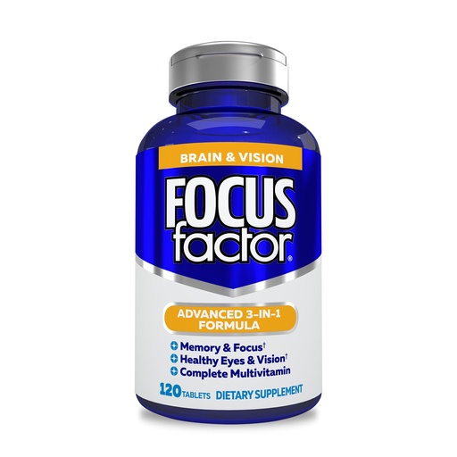 [BRSWGZQ6CEFR4EY4] Focus Factor Adults Brain and Vision Supplement, 120 Count - Eye Vitamin, Mineral Supplement & Complete Multivitamin w/Lutein & Zeaxanthin – Brain Supplement for Focus, Concentration, Memory