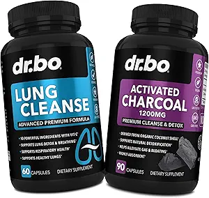 [BRSROGDRBN4GEALK] Lung Cleanse & Activated Charcoal Capsules - Respiratory Supplements & Organic Coconut Charcoal Pills for Stomach Gas and Bloating Support - Herbal Detox for Lungs, Bronchial Health & Gut
