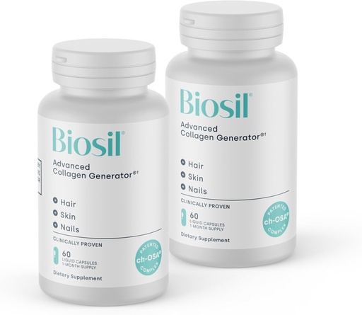 [BRSRMFTQOYNQ2HL7] Biosil Collagen Booster supplement - 60 Liquid Capsules, Pack of 2 - Patented ch-OSA Activator for Skin, Hair, Nails &apos; Joints - Supports Natural Production - 60-Day Supply
