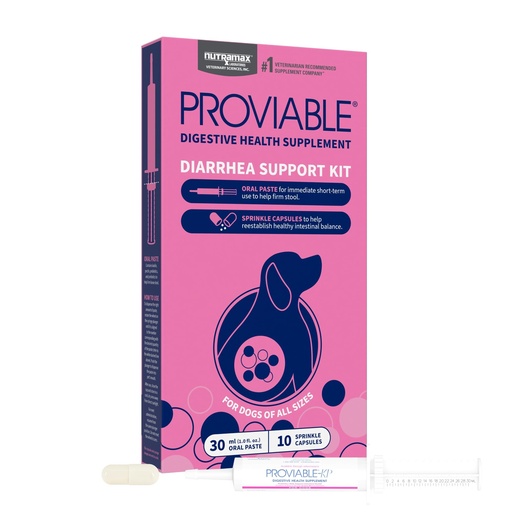 [BRSWIYYGO5YGIE3E] Nutramax Proviable Probiotics for Dogs, Diarrhea Support Kit, Digestive Health Supplement with Multiple Strains of Bacteria, Plus Prebiotics, Kaolin and Pectin, 30 ml Paste and 10 Capsules