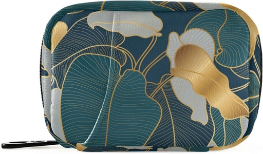[BRSRMZALA56RQYA7] Vintage Palm Leaf Pill Box 7 Day Pill Case Bag Travel Pill Organizer Bag with Zipper Portable Weekly Case Compact Size for Vitamin Supplement Holder