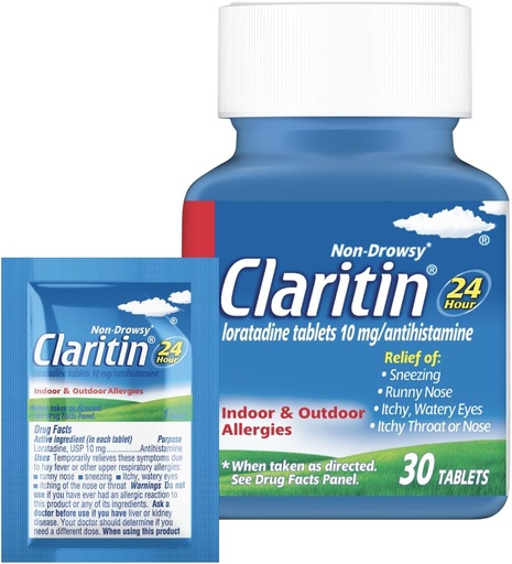 [BRSROBL7B4GWEG33] 성인을 위한 Claritin 알레르기 약, 24-Hour 비 소화 Loratadine 10mg 알약, Antihistamine, 30의 정제 + 1ct에 고 기복