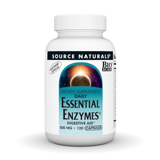 [BRSWIYT3PMCAO2Q7] Source Naturals Essential Enzymes 500mg Bio-Aligned Multiple Enzyme Supplement Herbal Defense for Digestion, Gas, Constipation & Bloating Relief - Supports Immune System* - 120 Vegetarian Capsules