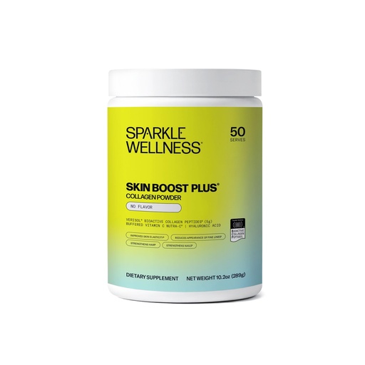 [BRSWGCQ3OYGRM3TU] Sparkle Wellness VERISOL Bioactive Hydrolyzed Collagen Peptides | Collagen Powder Supplement with Vitamin C & Hyaluronic Acid for Hair, Skin, and Nail Health | Skin Boost Plus (No Flavor) [50-Serves]