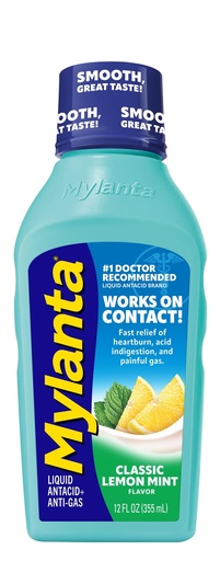 [BRSRAZQOBAIBE336] Mylanta Heartburn and Gas Relief, Liquid Antacid, Classic Flavor, 12 Fluid Ounce