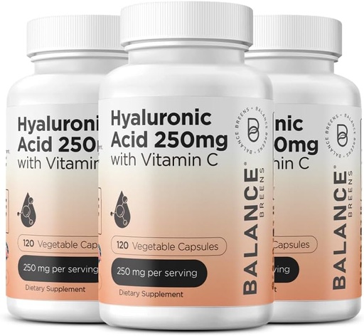 [BRSROCY2OQHQYFLX] Pure Hyaluronic Acid Supplement 250mg with Vitamin C 50mg, 120 Vegan Capsules - Skin Hydration for Natural Glow, Hair, Nails, Bone & Joint Health Formula