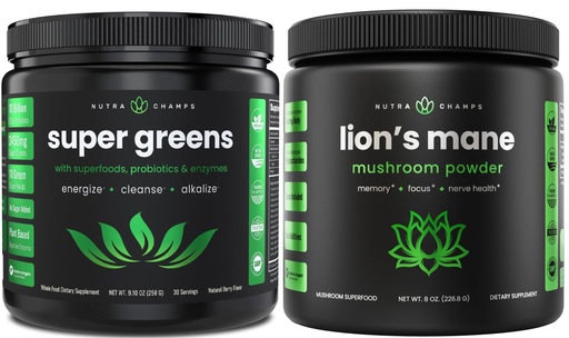 [BRSRA2Y3OEMA43T5] NutraChamps Greens Super Food Powder & Lion's Mane Powder