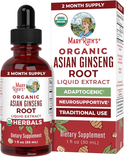 [BRSWYHAPCJYBSCT2] MaryRuth Organics Herbal Supplement Drop, Antioxidant, Boost Energy, Pack of 1, Ginseng Root for Vitality, Supports Focus and Endurance, Vegan, Non-GMO, Gluten Free, 1 Fluid Ounces